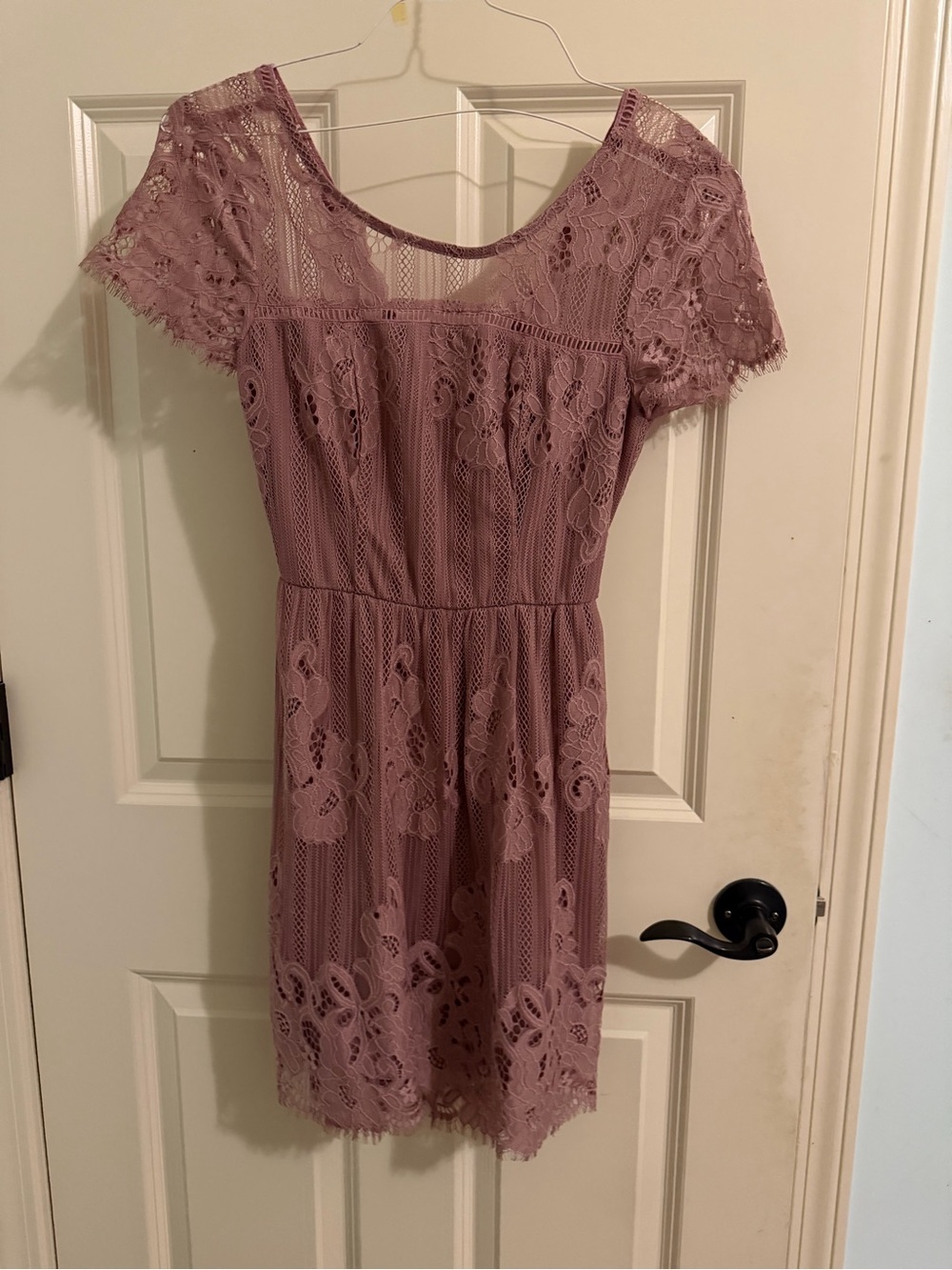 Charlotte Russe Lace Overlay Short Dress in Dusty Mauve